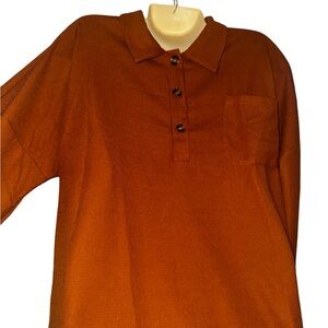 Classic Rust Long Sleeve Polo Shirt for Men